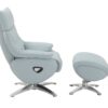 Janella - Top Grain Leather Accent Chair With Swivel & Ottoman - Baby Blue - Image 4