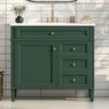 Bathroom Vanity With Top Sink, Modern Bathroom Storage Cabinet, 2 Drawers And A Tip-Out Drawer, Single Sink Bathroom Vanity - Green - Image 17