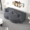 Modern Floor Sofa, With 2 Pillows, Convertible Teddy Fabric Foam Filled Bed, Full Size Folding Mattress, Suitable For Living Room Guest Room, Game Room - Gray - Image 6