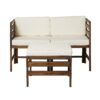 Contemporary 3 Piece Modular Acacia Wood Left And Right Arm Chairs And Ottoman - Dark Brown - Image 2