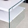 Modern Double Rectangular Coffee Table With Storage Function And Transparent Tempered Glass - White - Image 14