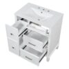 Bathroom Vanity With Ceramic Sink, Flip Out Drawer Design For Plumbing, Soft Close Drawers - White - Image 13