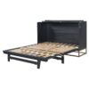 Queen Murphy Bed With Frosted Glass Doors Design, Fake Drawers, Metal Legs - Black - Image 2