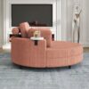 Corduroy Sofa With Two Throw Pillows, A Waist Pillow And An Extra Tray Is Comfortable For A Small Apartment Bedroom - Orange - Image 4
