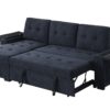 Ashlyn II - Woven Fabric Reversible Sleeper Sectional Sofa With Storage Chaise, Storage Arm, Cup Holder, Charging Ports, Side Pockets, and Pocket Coil Seating - Dark Gray - Image 3
