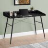 Computer Desk For Home Office, Laptop, Storage Shelves, Marble Look Contemporary And Modern - Black - Image 3