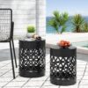 Delight - Powder Coated Iron End Table, (Set of 2) - Black - Image 4