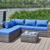 Luxurious Comfort Patio Sofa With Cushions - Blue / Gray - Image 14