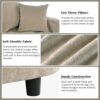 Modern Chaise Lounge Sofa Bed Upholstered Sofa Couch With Tufted Seat And Detachable Pillows For Living Room - Champagne - Image 6