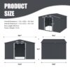 Large Metal Outdoor Storage Shed 8 0 Ft With Sliding Doors And Air Vent Steel Construction - Gray - Image 3