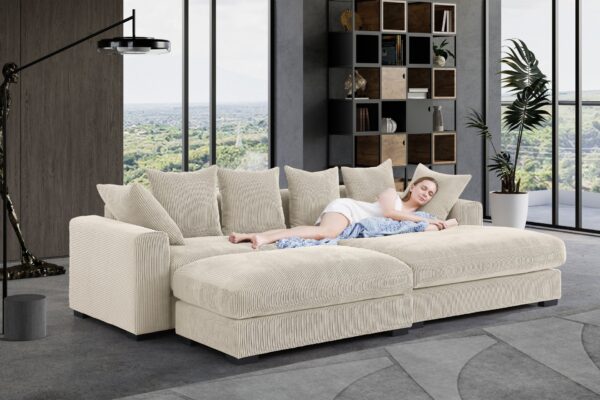 Duke - 4 Piece Upholstered Sectional - Beige