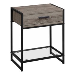 Accent Side Table, Storage Drawer, Contemporary And Modern - Taupe