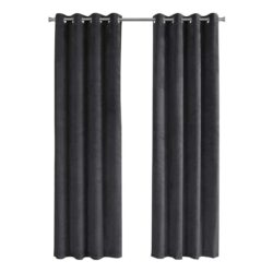 2 Pieces Set, Curtain Panel, Room Darkening, Grommet, Contemporary & Modern - Dark Gray