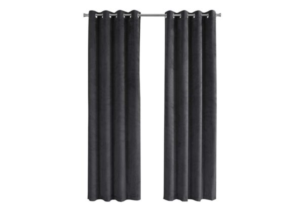 2 Pieces Set, Curtain Panel, Room Darkening, Grommet, Contemporary & Modern - Dark Gray
