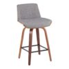 Corazza - Mid-Century Modern Counter Stool With Swivel With Square Footrest (Set of 2) - Walnut / Light Gray - Image 2