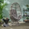 Berkshire - Outdoor Wicker Swivel Egg Chair With Water Resistant Cushions - Gray - Image 5