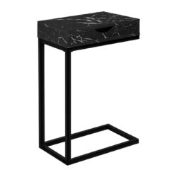Accent Table, C - Shaped Marble Look Contemporary & Modern - Black