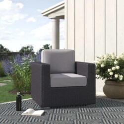 Patio Chair With Cushions, Durable Construction - Gray Mix