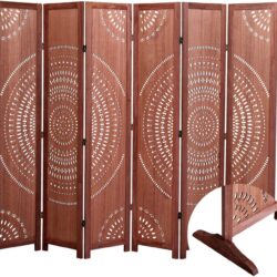 Panel Solid Wood, Folding Room Divider - Brown