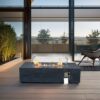 52 " Outdoor Concrete Propane Gas Rectangle Fire Pit Table - Dark Gray Color - Image 2
