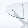 Dining Table With Cross Metal Leg And Tempered Glass, Modern Space Saving Kitchen Table For Living Room Legs - White - Image 3