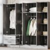 6 Door Wardrobe With Shelves And Drawers - Gray - Image 15