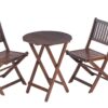 3 Piece Acacia Bistro Set, Folding Patio Furniture For Garden Backyard Balcony Porch With 1 Coffee Table And 2 Foldable Chairs - Natural Stained - Image 15