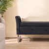 Wide Storage Soft Ottoman Bench With Armrests, Footrest Bed End Stool For Living Room, Dorm, Entryway And Bedroom - Black - Image 5