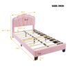 Twin Size Upholstered Flower-Shape Bed, Elegant Flowers Headboard With LED Light Strip, Sherpa Fabric Platform Bed With Slats Support - Pink - Image 14