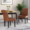 Broxton - Tuft Dining Rolltop Chair (Set of 2), Contemporary Design - Light Brown - Image 7