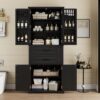 Storage Cabinet With Multi Functional Storage Space, 2 Drawers, Adjustable Shelf - Black - Image 2