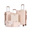 5 Piece Set (20"24"28 +A Travel Bag And A Toiletry Bag), Hard Case Spinner Wheels Luggage Sets With Tsa Lock Carry On Suitcase Luggage Durable Suitcase - Creamy White - Image 9
