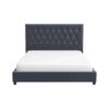 Donald - Mid-Century Modern Velvet Platform Bed King - Gray - Image 2