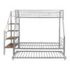 Twin Over Full Size Metal Bunk Bed With Trundle And Storage Staircase - Silver - Image 11