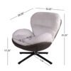360° Swivel Office Chair, Modern Chenille Chair With And Metal Base Frame, No Wheels, Accent Chair - White - Image 4
