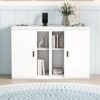 Queen Size Murphy Bed With Shelves, Cabinets And USB Ports - White - Image 11