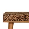 Leopard Velvet Tray Style Footstool - Brown Oak - Image 6