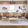 Topmax - 6 Piece Wood Half Round Dining Table Set Kitchen Table Set With Long Bench And 4 Dining Chairs, Modern Style - Natural - Image 4
