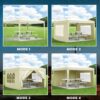 10'X10' Folding Canopy With 4 Removable Sidewalls Outdoor Event Shelter UPF 50+ Gazebo Portable Tents For Parties Beach Camping Wedding Ez Pop Up Canopy 4 Pieces Weight Bag + Carry Bag - Beige - Image 5