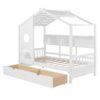 Twin Size House Bed With 2 Drawers, Kids Bed With Storage Shelf - White - Image 6