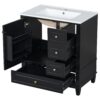 30" Bathroom Vanity With Sink, 1 Door With Shelf And 3 Drawers, Soft Close Door - Black - Image 14