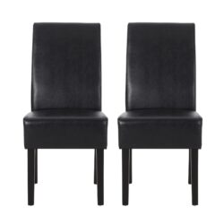 Contemporary Dining Chair (Set of 2) With Rubberwood Legs - Black