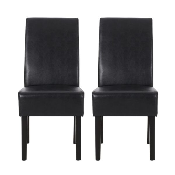 Contemporary Dining Chair (Set of 2) With Rubberwood Legs - Black