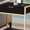 Accent Side Table, Storage Drawer, Contemporary & Modern - Brown / Gold - Image 2