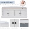 Storage Bench With 4 Doors And Adjustable Shelves, Shoe Bench With Removable Cushion For Living Room, Entryway - White - Image 5