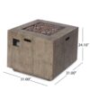 Outdoor Patio Gas Burning Fire Pit Table 50, 000 Btu, Square, Iron Wood Pattern - Brown - Image 4