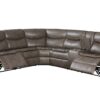 Tavin - Faux Leather Manual Recliner Sectional Sofa With Cupholder Console - Taupe - Image 3
