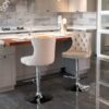 Swivel Velvet Barstools Adjusatble Seat Height From 25-33", Modern Upholstered Chrome Base Bar Stools With Backs Comfortable Tufted For Home Pub And Kitchen Island (Set of 2) - Khaki - Image 12