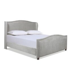 Carmen - King Upholstered Wingback Panel Bed Frame - Silver Gray