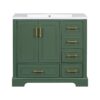 Traditional Bathroom Vanity With Resin Sink Combo Set, Bathroom Cabinet With Two Doors And Four Drawers - Green - Image 15
